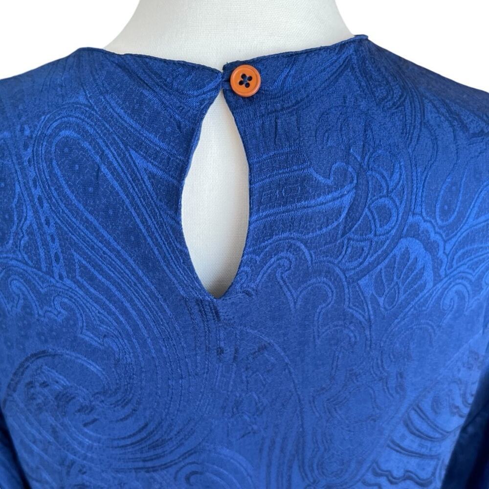 Etro Paisley Silk Puff Sleeve Blouse in Blue Size 38 (IT)/Small - Picture 4 of 7